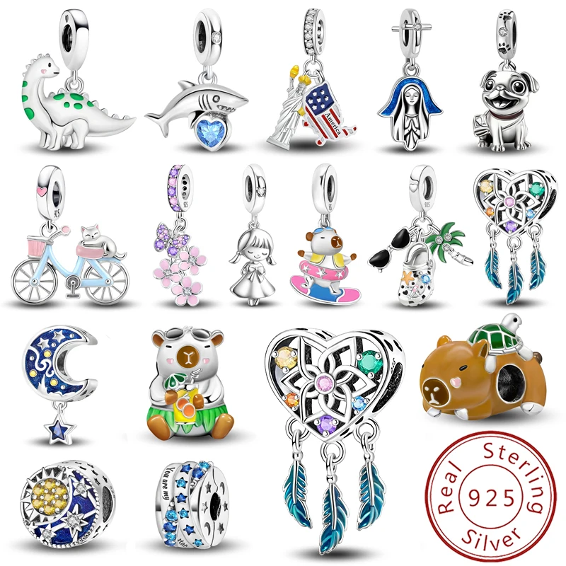 

Солнцезащитные очки Kapibala из стерлингового серебра 925 пробы с бабочкой, милые подвески из бисера, подходят для браслета «сделай сам», изготовление подарков высокого качества ювелирных изделий