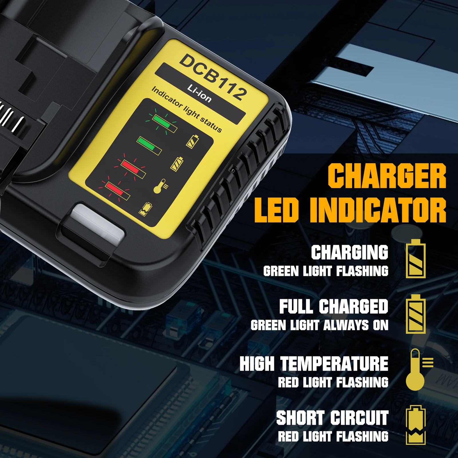 Carregador de bateria de lítio elétrico 2.0a com display led para bateria de ferramenta original dewalt 10.8v 14.4v 20v carregador de bateria