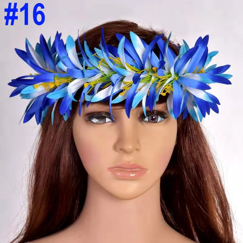 Cheap Leis Artificial Velvet Spider Lily Headband  Hula Dance Girl Headwear Party Performance Hawaii Garland Hair Accessories