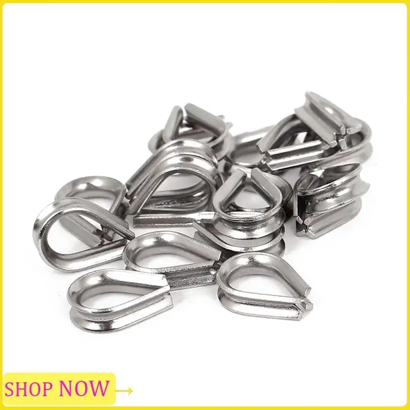 Especial Stainless Steel 2Mm Wire Rope Cable Thimbles Silver Tone 60 Pcs