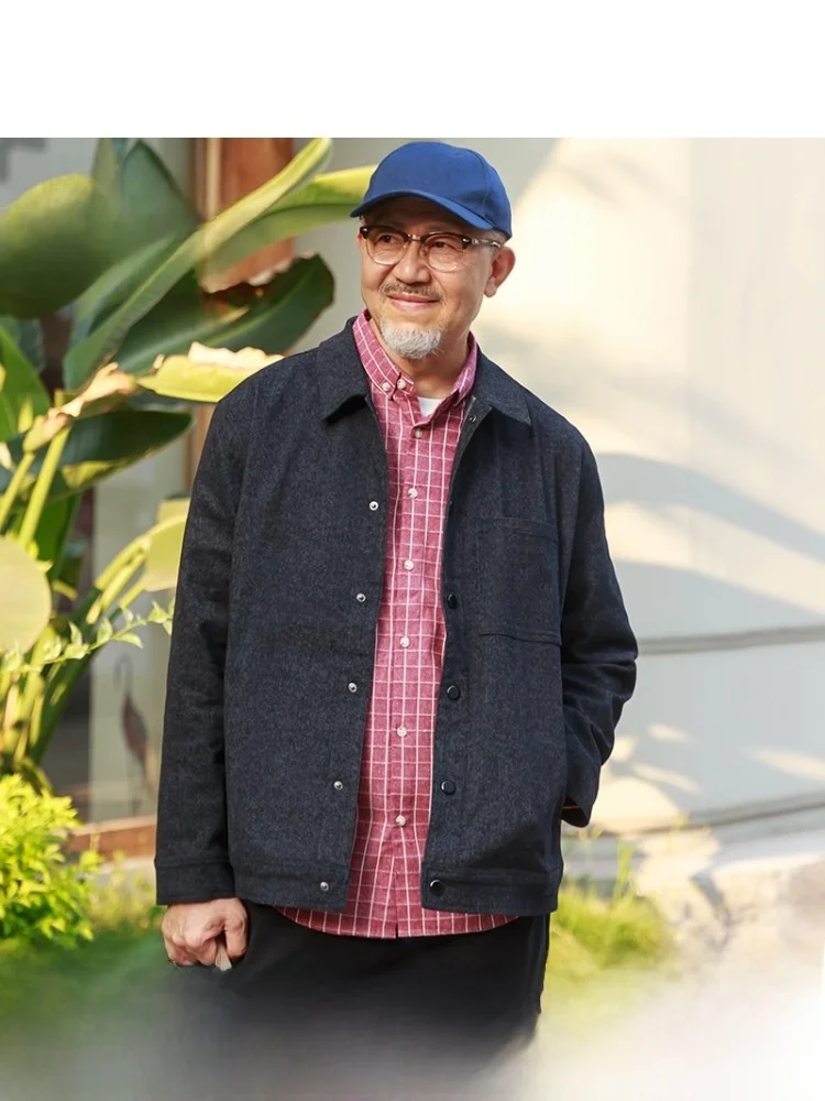 

Мужская теплая куртка Fall Jaet свободного кроя из смесового хлопка и полиэстера с длинными рукавами на пуговицах для мужчин среднего и старшего возраста