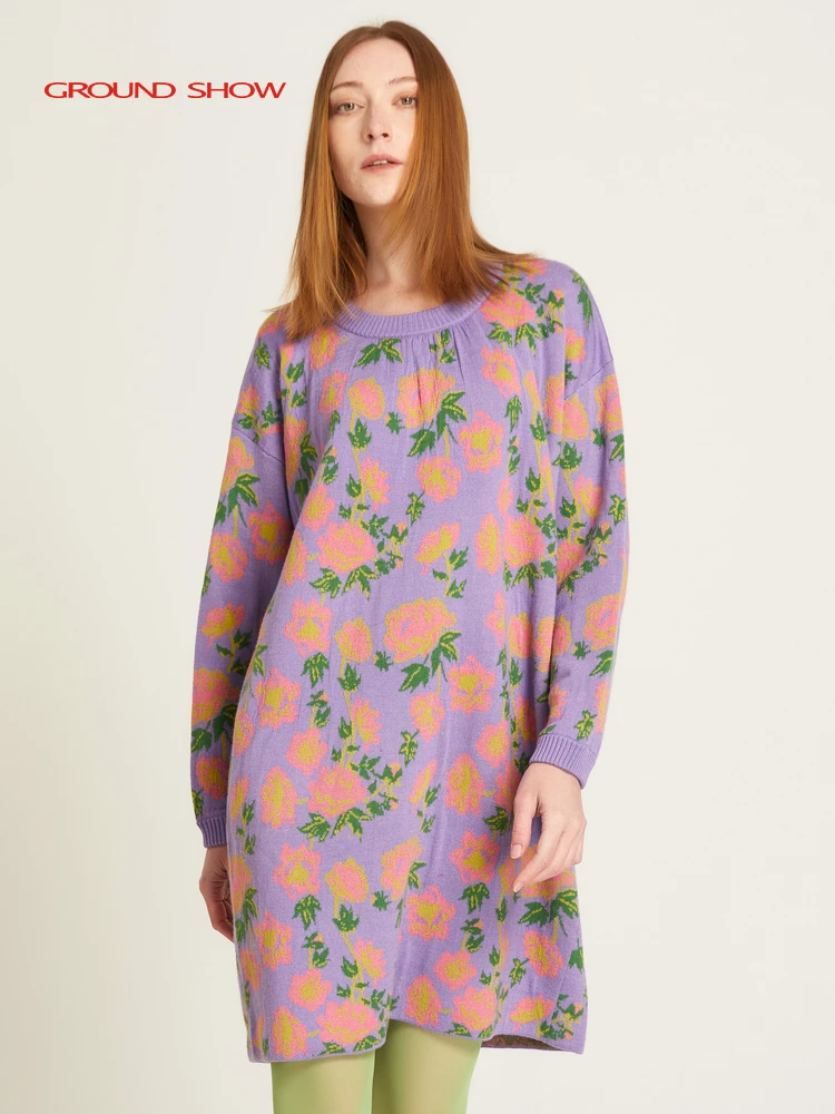 

Шерстяная трикотажная юбка А-силуэта свободного кроя, прямого кроя, средней длины, для весеннего сезона