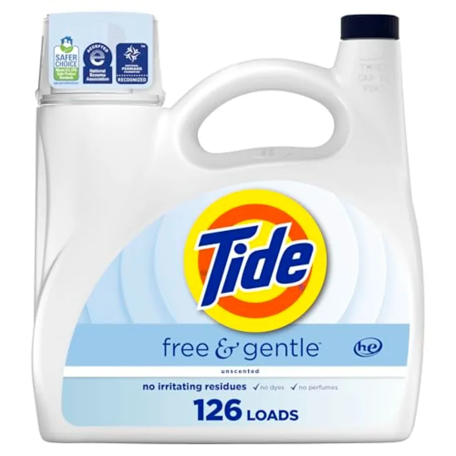 

Tide Free and Gentle Liquid Laundry Detergent, 126 Loads,,Tide Laundry Detergent, Clean Laundry Detergent