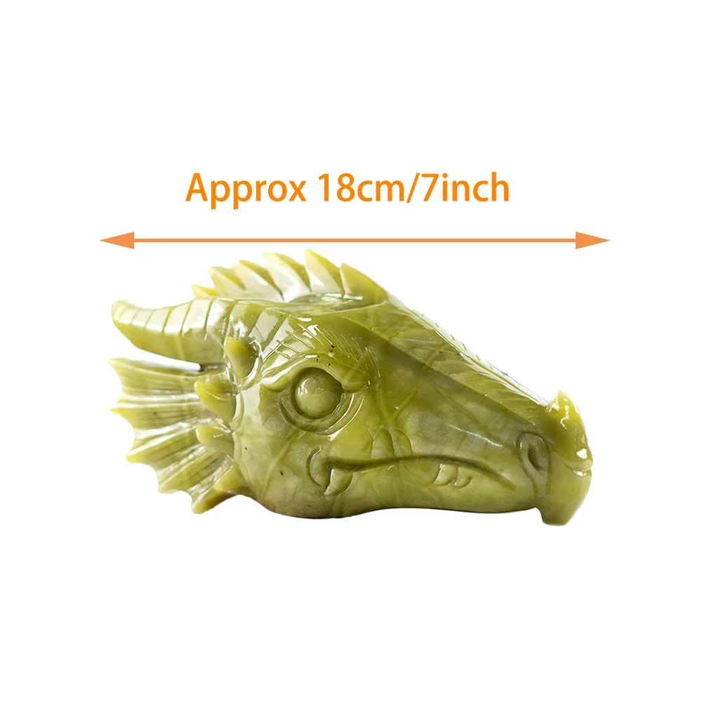 Imagem -03 - Verde Nephrite Dragão Cabeça Enfeites Crânio de Cristal Escultura Estátua de Jade Novo Design para Coleção Decoração de Casa Fengshui 1pc