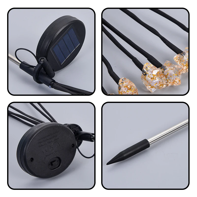Impermeável Solar Luzes LED, Pentagram, Jardim Lawn Lamp, balançando a luz solar, Powered Paisagem, Pátio, Decoração do pátio, 4 Pcs, 2Pcs