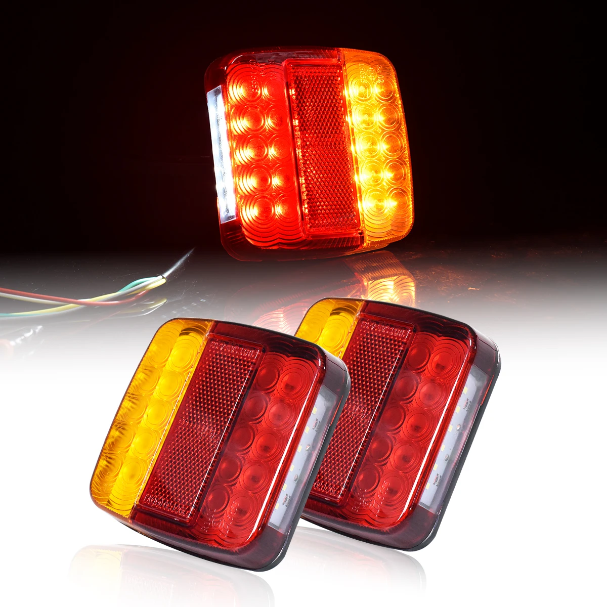2Pcs LED Tail 12V/24V Mulfunctional Lamp for Brake/Reversing/Fog/Turn Signals/Truck/Trailer/RV/SUV