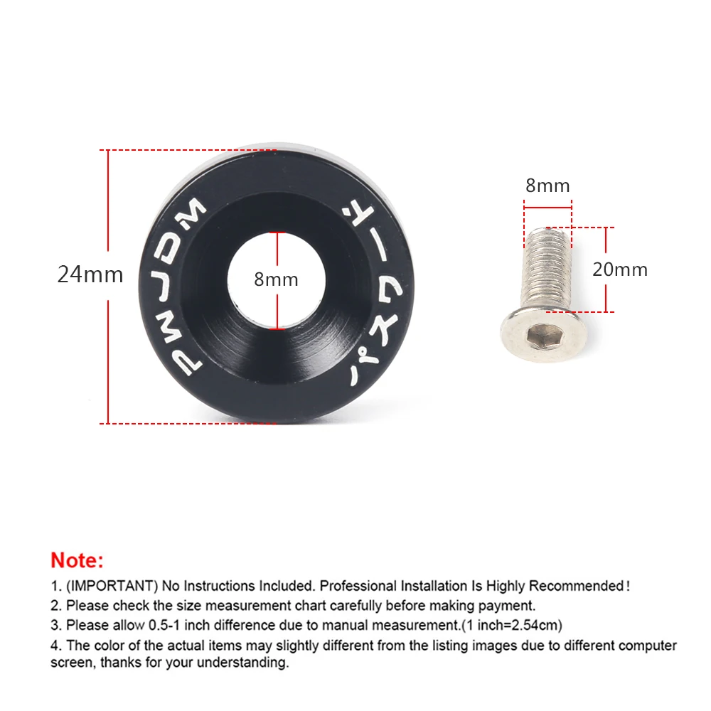 M8 Aluminum 6 Pcs/Pack Car Modified Hex Fasteners Fender Washer JDM Bumper Engine Concave Screws