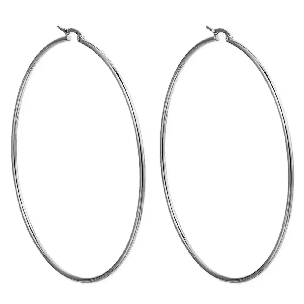 40 60 70 80Mm Rvs Overdrijven Grote Grote Gladde Cirkel Oorringen Eenvoudige Party Ronde Loop Oorbellen Voor vrouwen