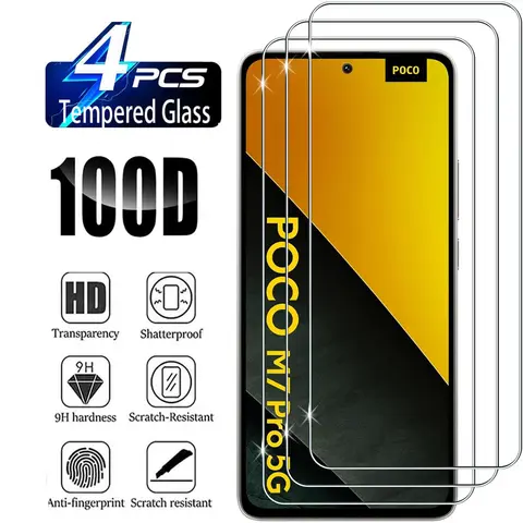 1-4Pcs Tempered Glass For Poco X7 Pro 5G M7 M6 M5s M5 X6 X5 X3 NFC F7 F6 F5 F4 F3 C85 C75 C71 C65 C61 C55 C51 Screen Protector