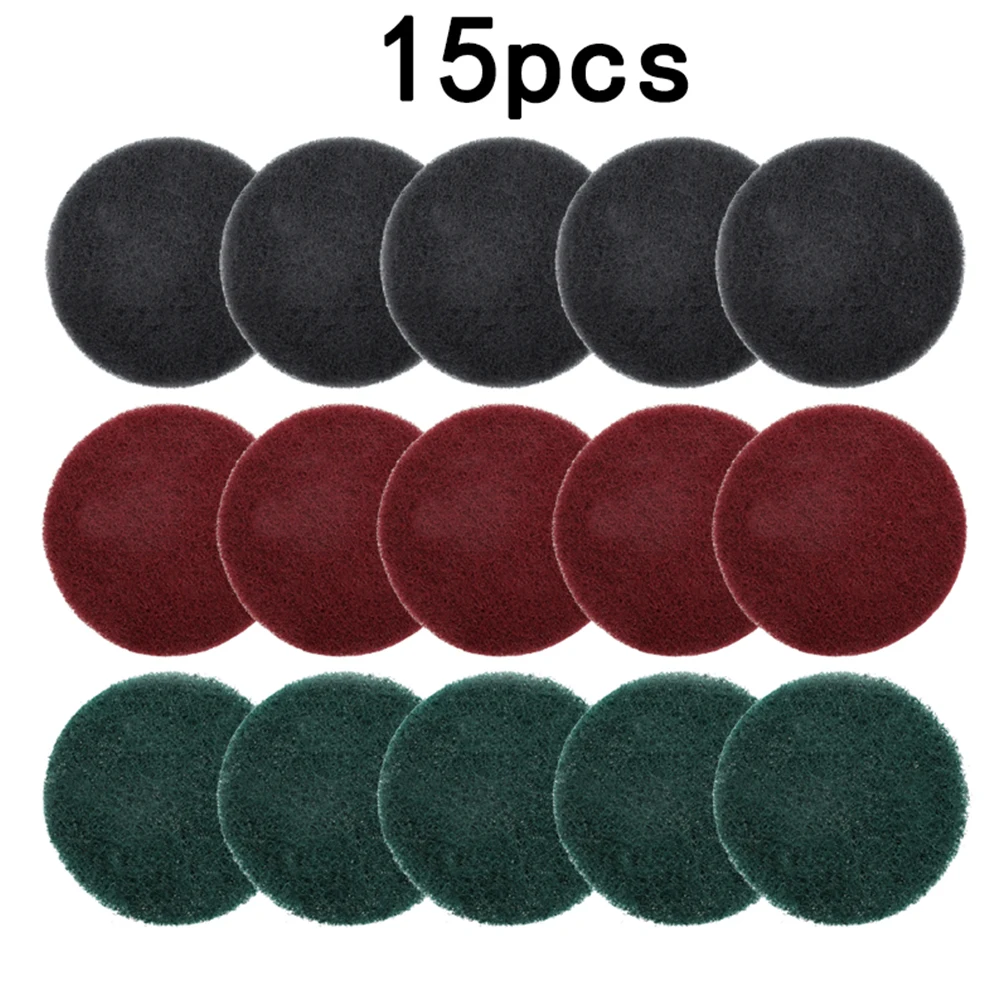 

15pcs 3In Cleaning Cloth Scrub Pad Industrial Scouring Pads Nylon Polishing Pad Auto Car Buffing Pad Set Sponge Bathtubs Sinks