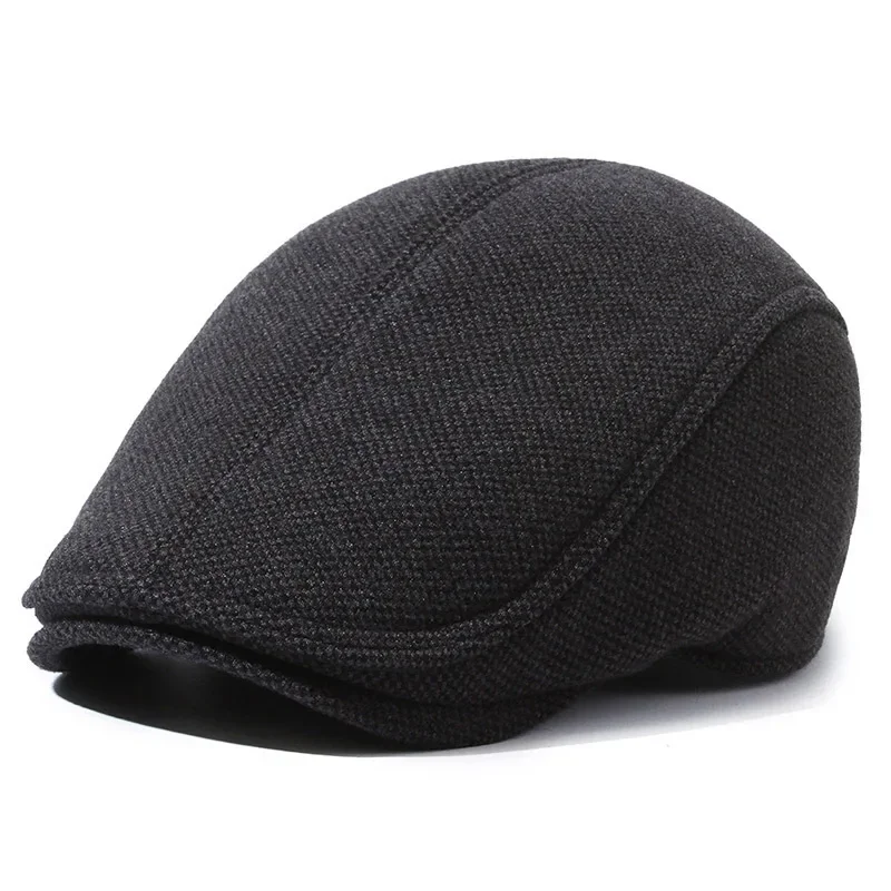 Hombres Mujeres Gorras Boina Vintage Plain Elegante invierno cálido Sombreros Newsboy Bonnets con orejeras