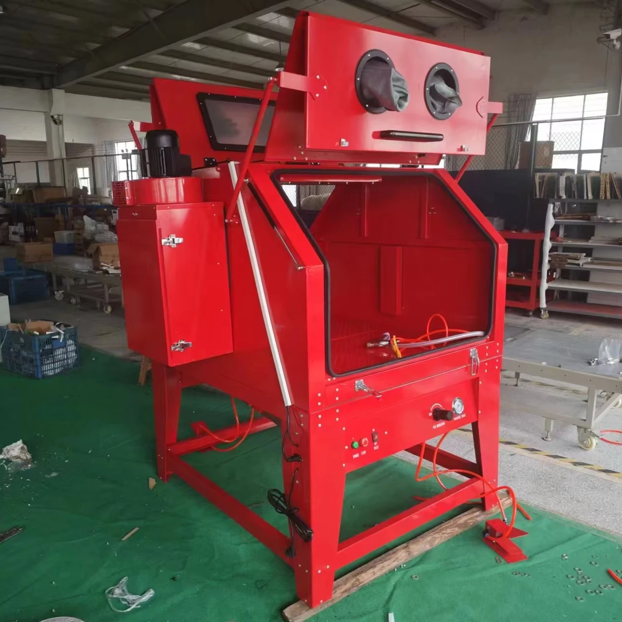 SBC1280 1280L التحكم الكهربائي اثنين من الجانب خزانة الرمل ساندبلاستر مع مكنسة كهربائية #1