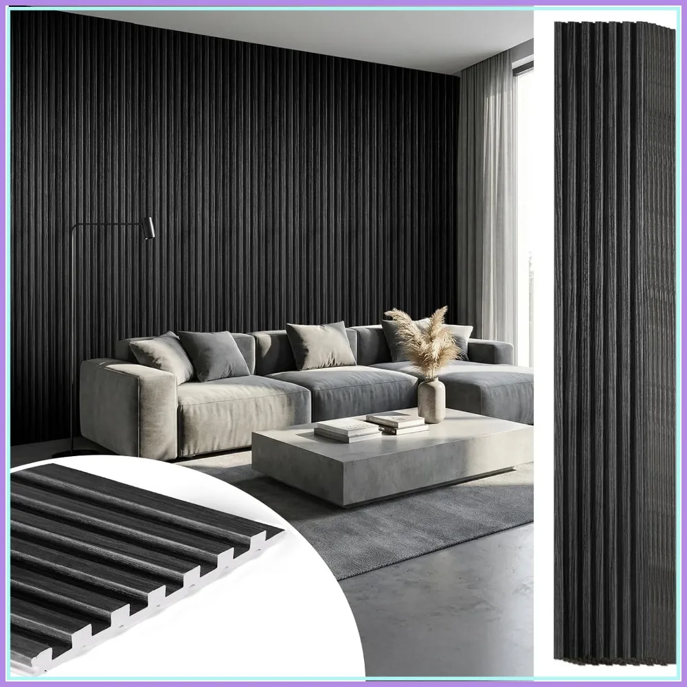 

WPC Acoustic Slat Wall Panels 8-Pack 96" x 6" - 3D Accent Wall Decor, Waterproof Fluted Texture, Covers 32 sq.ft