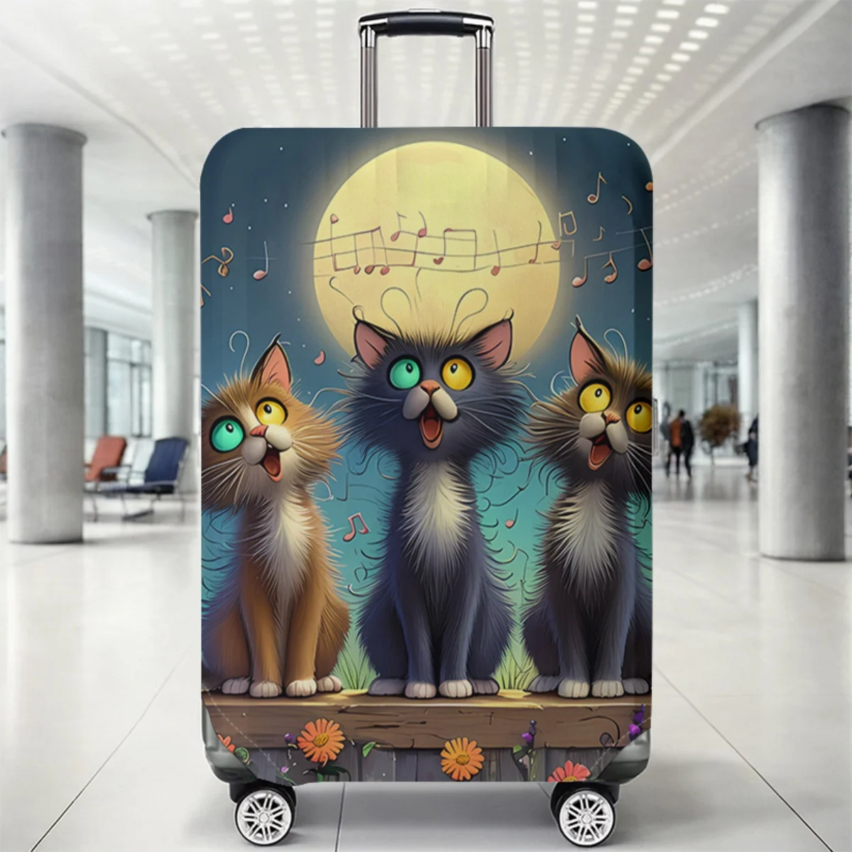 

Защитный чехол для багажа с рисунком кота, комплект, подходящий для чехлов для багажа размером 18-32 дюйма, чехол для ручки чемодана, дорожные аксессуары