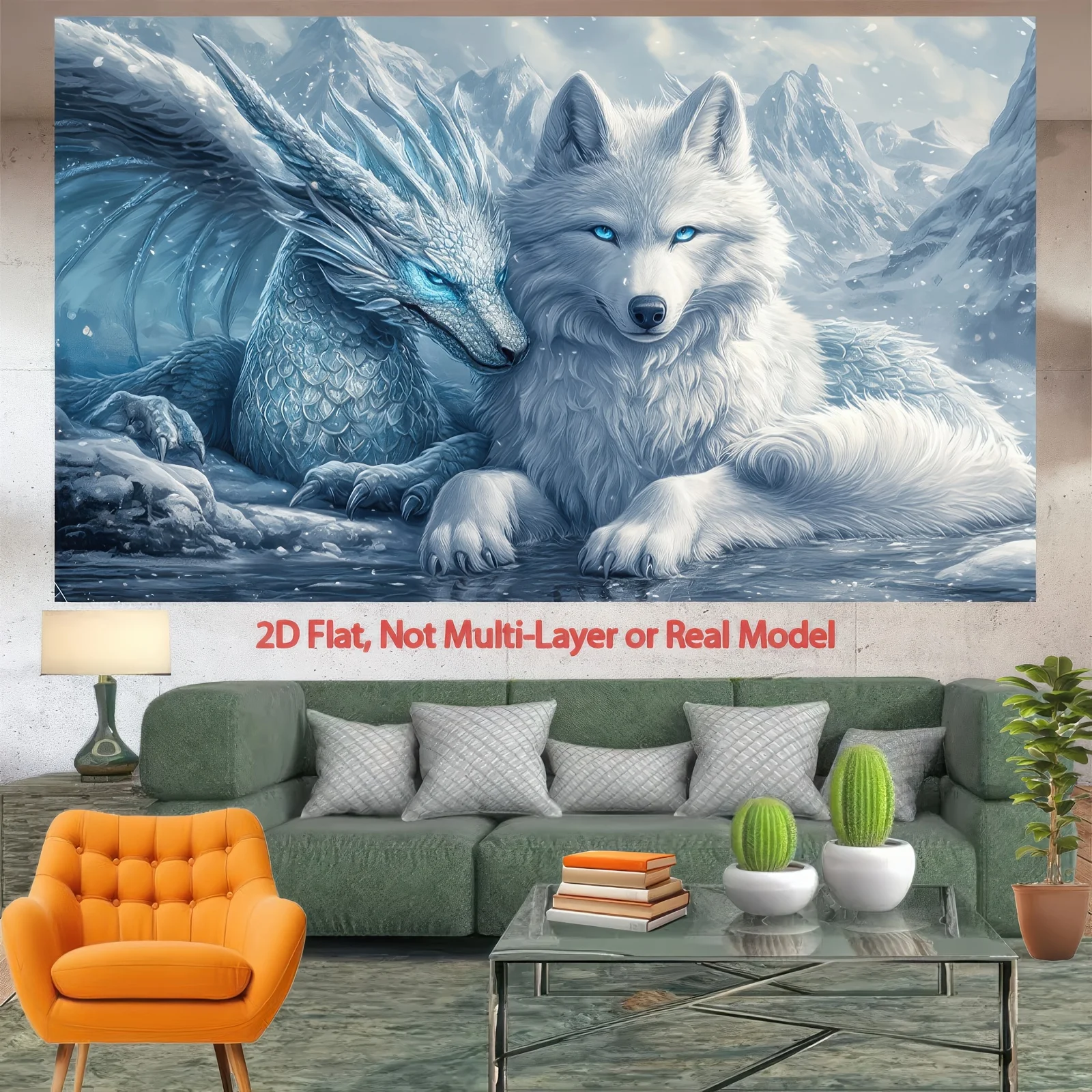 VIKAMA Nordic Mythical Tapestry Ice Plain White Wolf Ice Dragon Bedroom Background Nordic Style Living Room Decoration