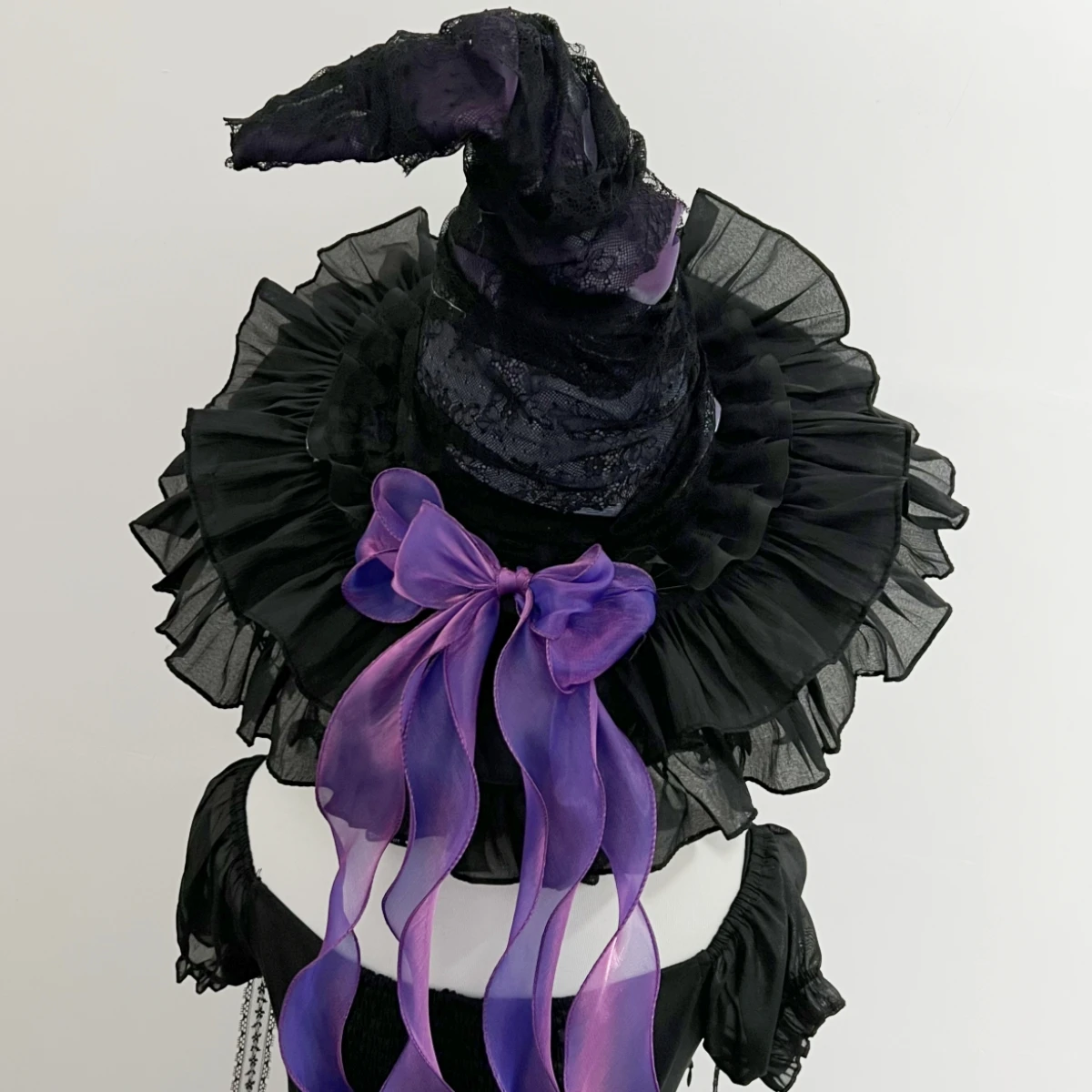 Feminino meninas gótico feiticeiro chapéu artesanal bowknot velo rendas crianças adultos halloween bruxa chapéu lolita princesa senhoras chapéu de sol