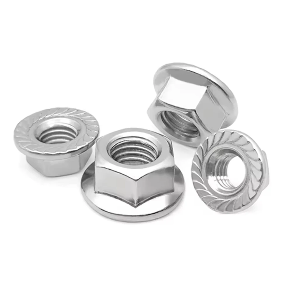10/25pcs Flange Nuts, M3 M4 M5 M6 M8 M10 M12 Serrated Hex Flange Lock Nuts, 304 Stainless Steel, Plain Finish image 5