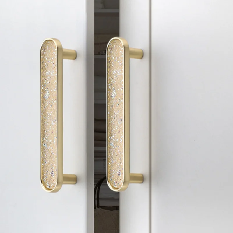 Gold Grey Diamond Kitchen Cabinet Handles Cupboard Dresser Handles Drawer Knobs Wardrobe Closet  Door Pulls Furniture Handles