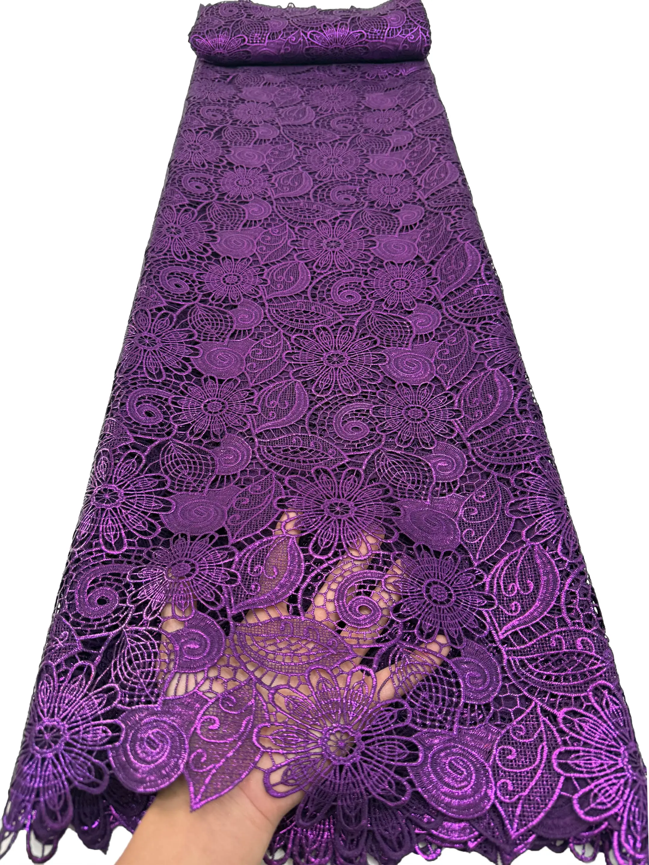 

Кружевная ткань NiAi, гипюр, 2026, высококачественная, 5 ярдов, вязаная, водорастворимая, нигерийская, африканская, для пошива свадебных платьев