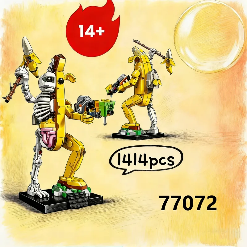 77072 Cute Skeleton Banana Banana Man Assemble Building Block Model Gift 1414Pcs Brick Children Educational Toys