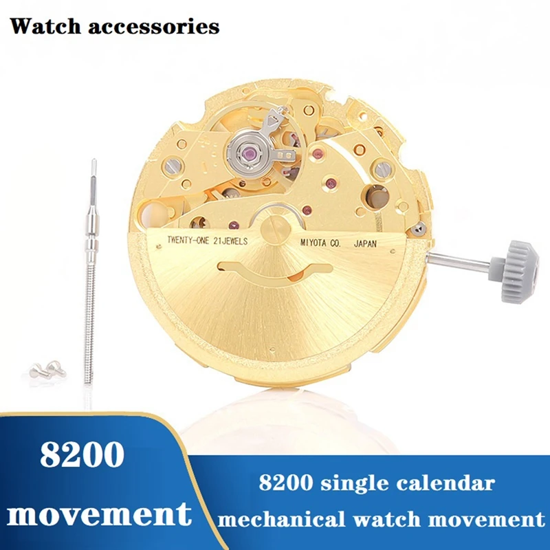 

1Set Watch Movement With Handle 8200 Watch Movement High-Precision Automatic Mechanical Gold