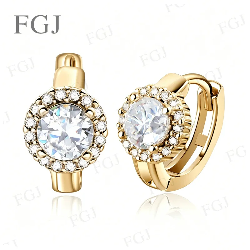 Klassische Echt-Diamant-Creolen mit echtem D-Farben-Moissanit für Damen, Hochzeit, Verlobung, Party, S925 Sterlingsilber, edler Schmuck, Geschenk – Detail 4