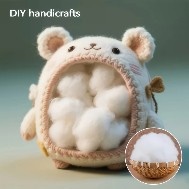 40/50/500g Stofftier-Baumwollfüllung Premium Polyesterfaser Elastische Füllung DIY Handgemachtes Kissen-Füllmaterial – Detail 4