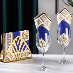 Colorful Printing Napkin Placemat Paper Wine Glass Flower Arrangement Paper Wedding Facial Tissue Party Gold Blue Napkin 20pcs