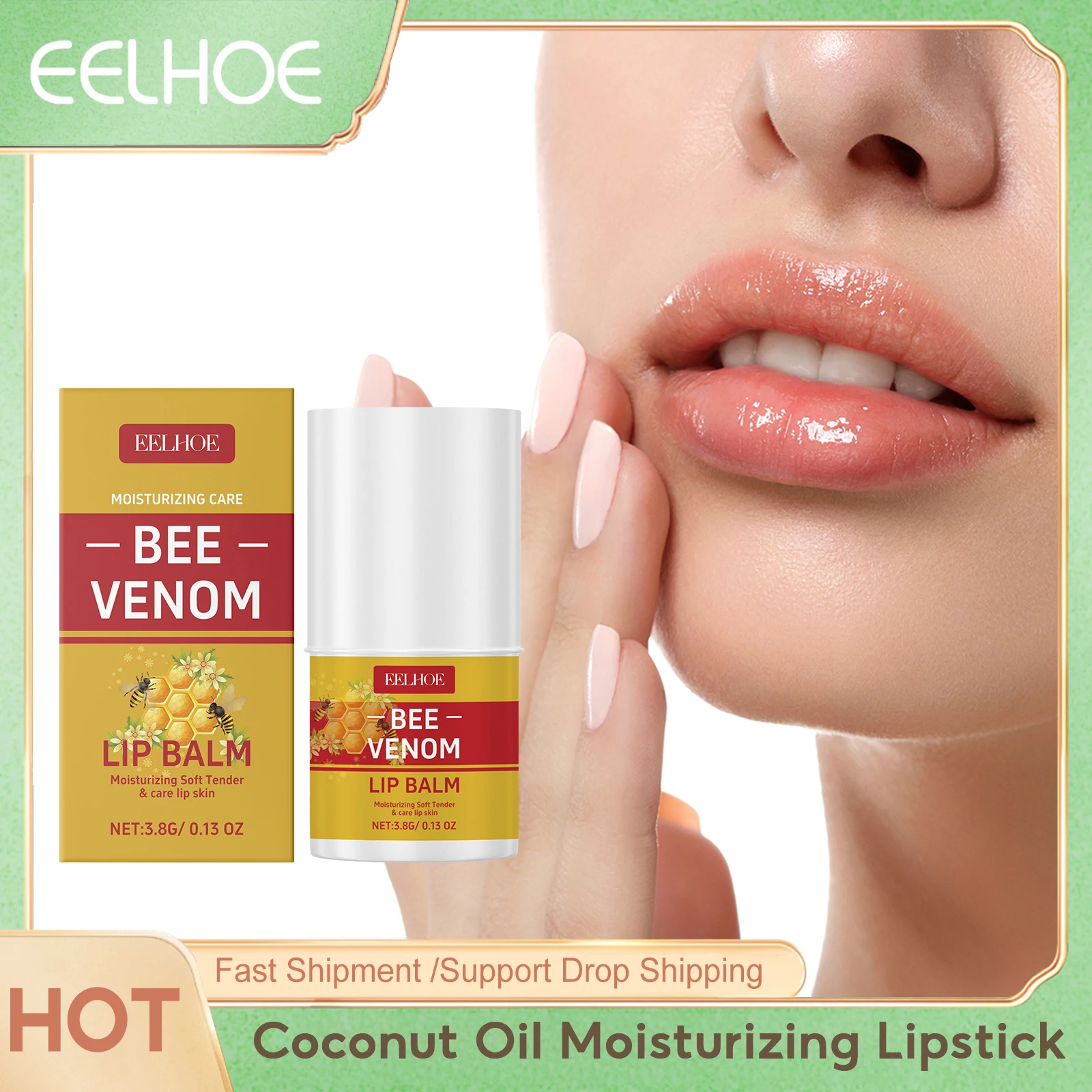 

Eelhoe Coconut Oil Moisturizing Lipstick Lasting Shine Keep Plumping Repairing Damaged Non Stick For Dark Lips Nourishing Cream