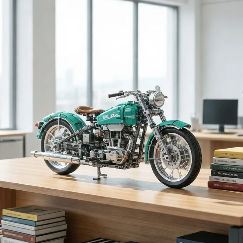 MKing 23004 American Cruise Motorcycle Building Blocks Simulation Model Desktop Ornaments Assembly Toys Boys Creative Gifts