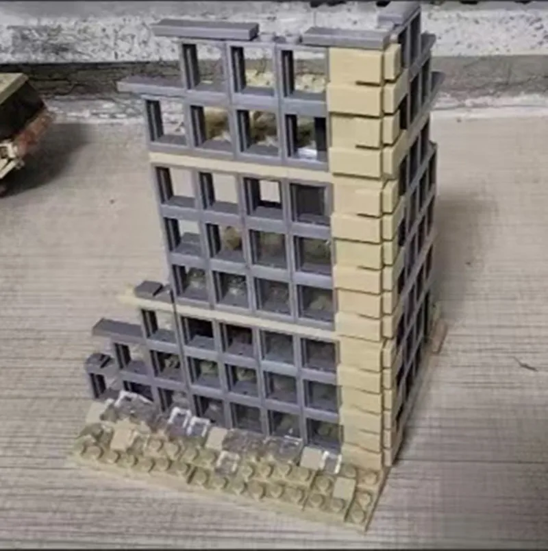 DIY Ruined High-Rise Model Building Block Skyscraper Bricks Set Assemble Construction Toy For Children Boys