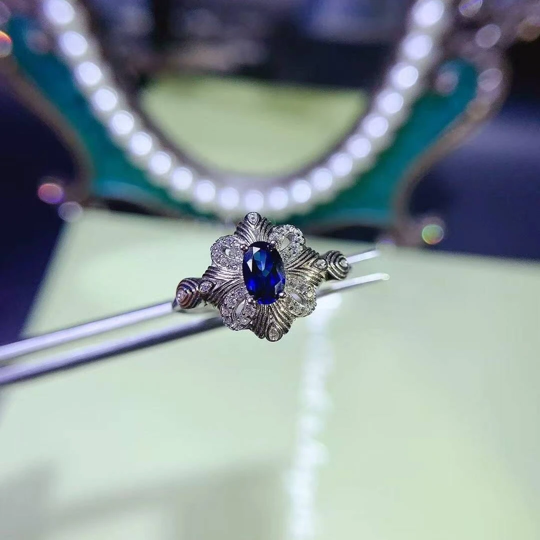 KJJEAXCMY High End Women's Ring Natural Sapphire S925 Silver Colorful and splendid The entire body is spotless and flawless