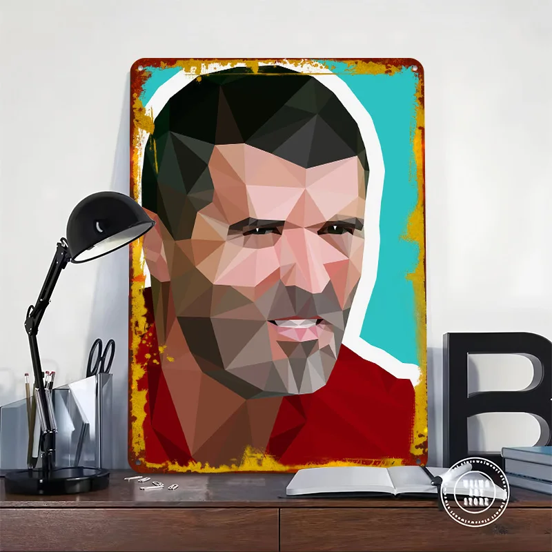 Roy Keane Polygon Blue Metal Poster Custom Wall Art Retro Vintage Tinplate Signs for Man Cave Room Decoration Gaming Home Decor