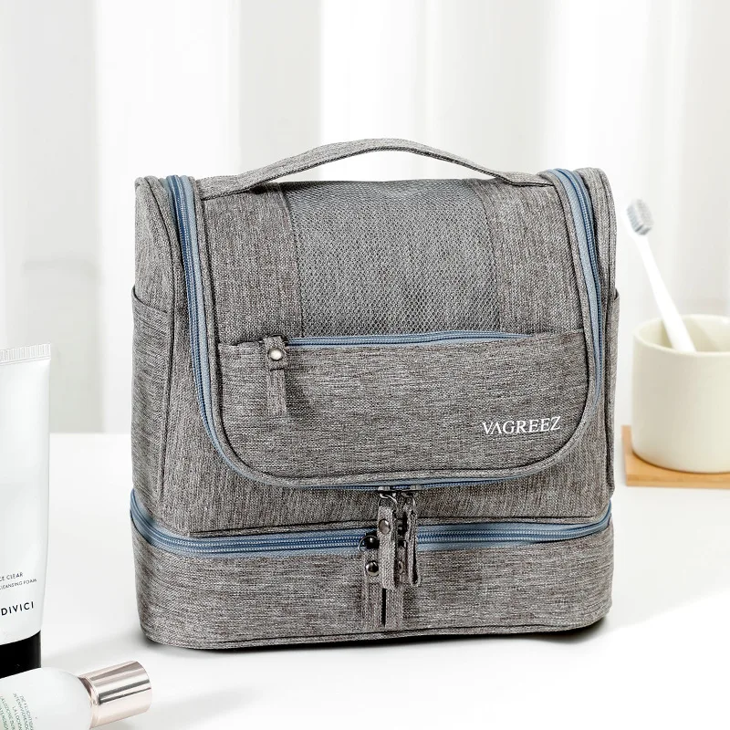 Portable cosmetic bag travel double-layer large-capacity men's wet and dry separation storage bag hanging toilet bag