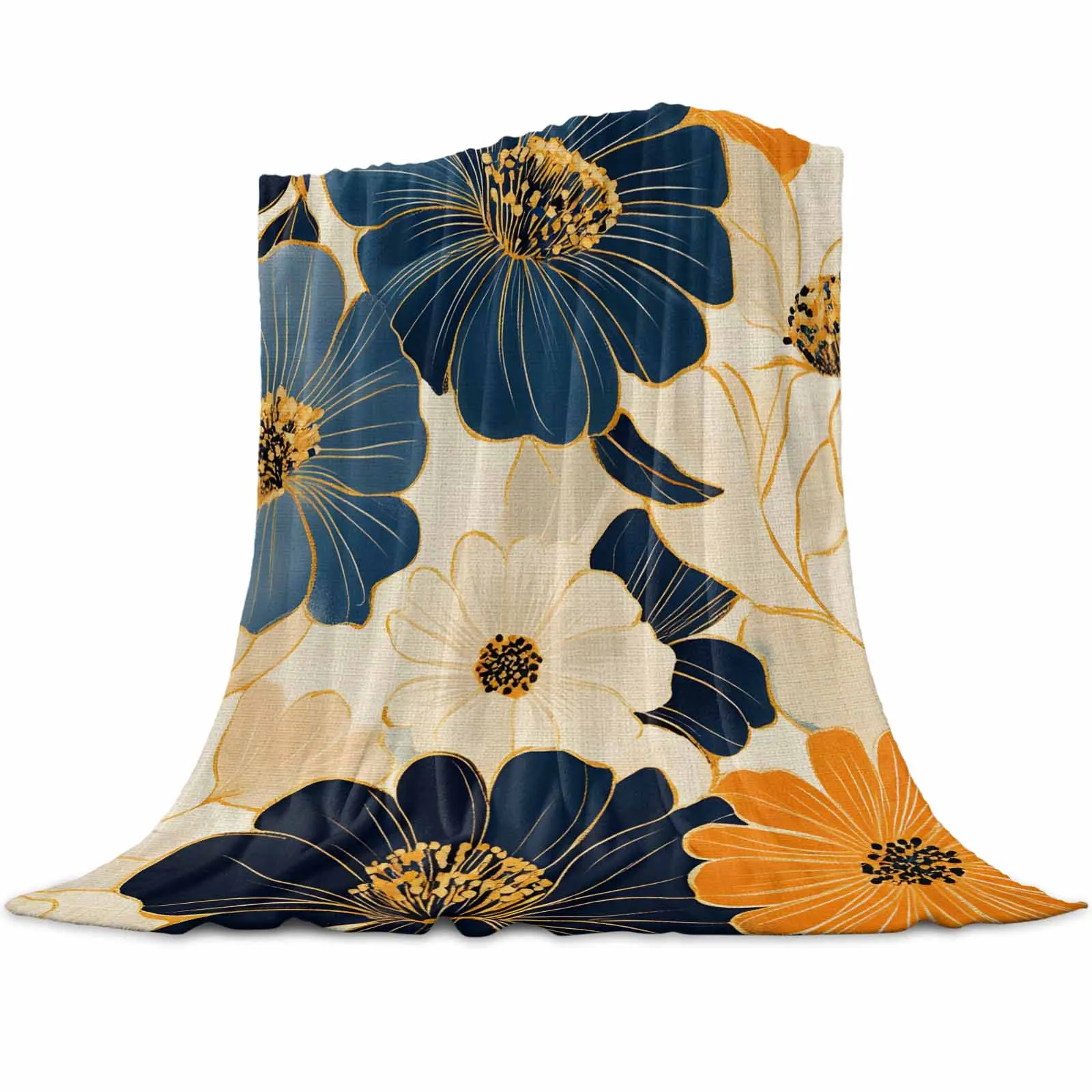 

Linen Background Luxury Flower Throws Blankets for Sofa Bed Soft Plush Warm Sofa Throw Blanket Holiday Gifts