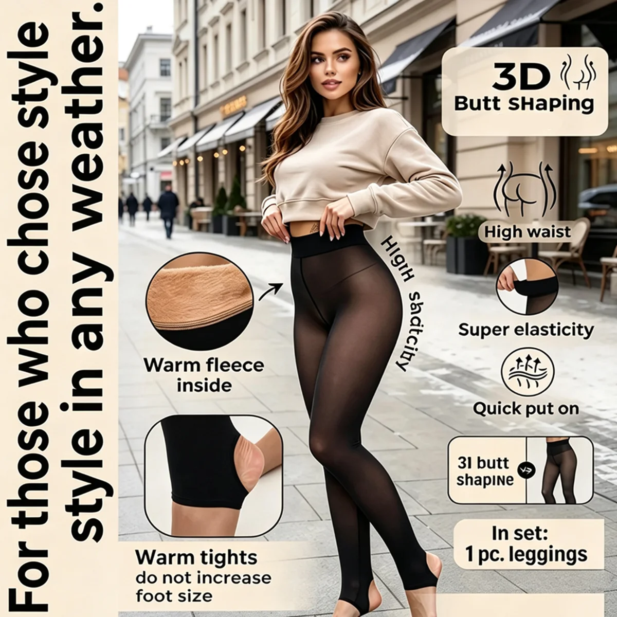 Plus Size Women's Fleece Warm Winter Tights Leggings Thick Fleece Panty Fake Translucent Pantyhose Thermal Stockings Woman
