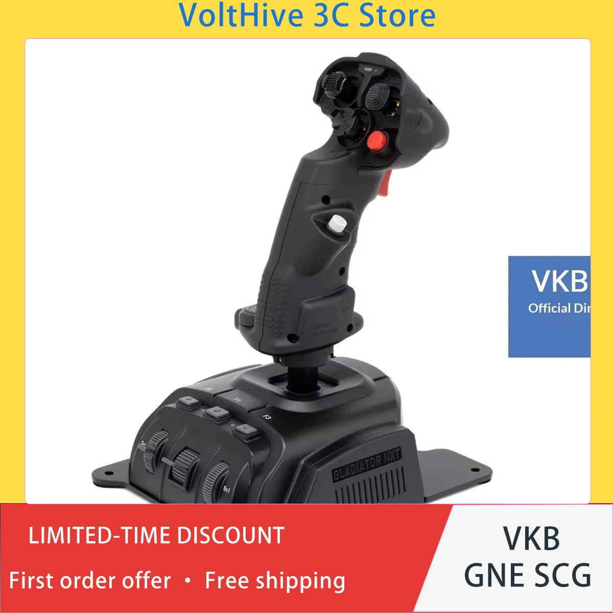 VKBSIM Gladiator NXT EVO SCG Flight Joystick Programmable RGB Simulation Controller with Base Expansion Module for PC Gamer Gift