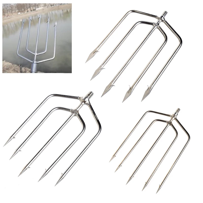 Fishing Spear 3/5 Prong Harpoon Spearhead Fork Harpoon Tip with Barbs Diving Spear Head Sharp Barbed Hook Fishing Tools Tackle