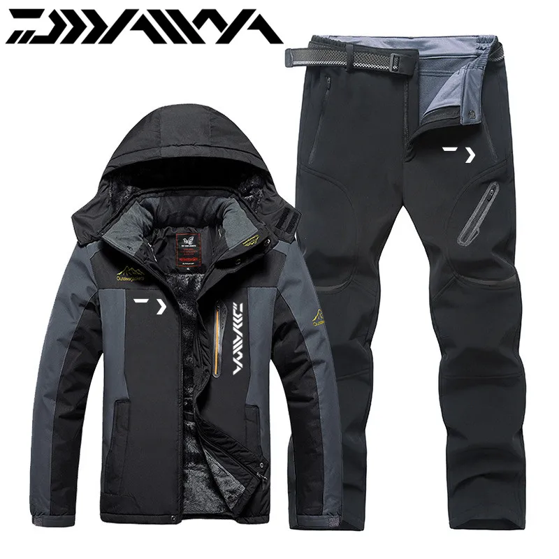 Winter Fishing Clothes Windproof Waterproof Plus Velvet Keep Warm Suits Men Outdoor Sport Mountaineering Fishing Jackets