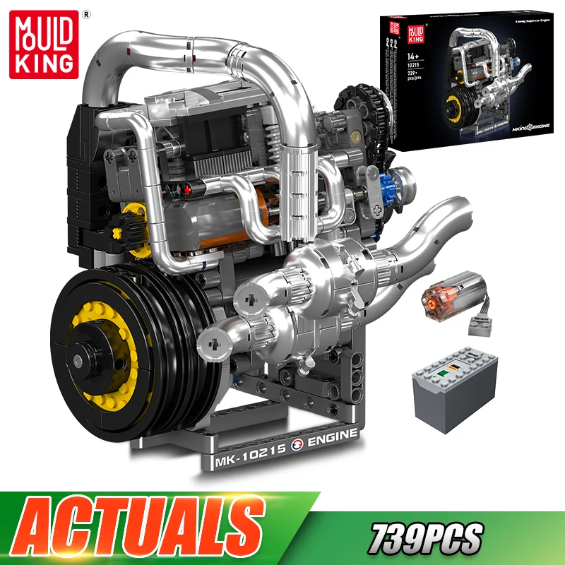 Mould King 10215 The Supercar Engine Building Block Assembly Sport Car Engine Brick Set Technical Car Toys Kids Christmas Gift