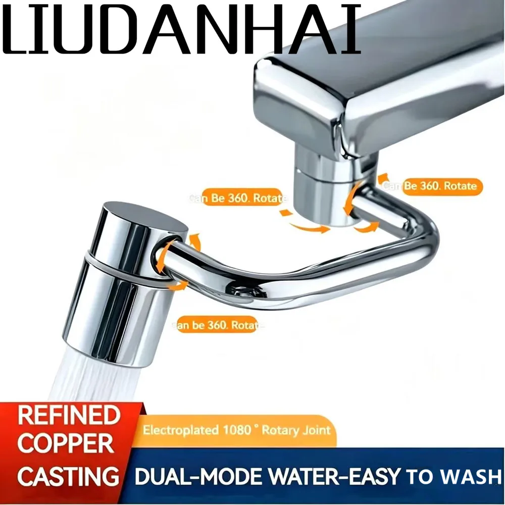 1pc 1080° Swivel Stainless Steel Kitchen Faucet Extender Universal Splashproof Dual Mode Bathroom Sink Accessories with Adapter