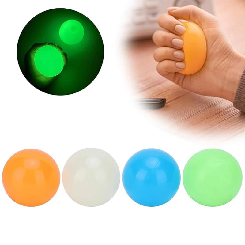 6Pcs Of Luminous Ceiling Adhesive Target Interactive Balls For Venting And Pressure Reducing Toys With Sticky Grip(Color Random)