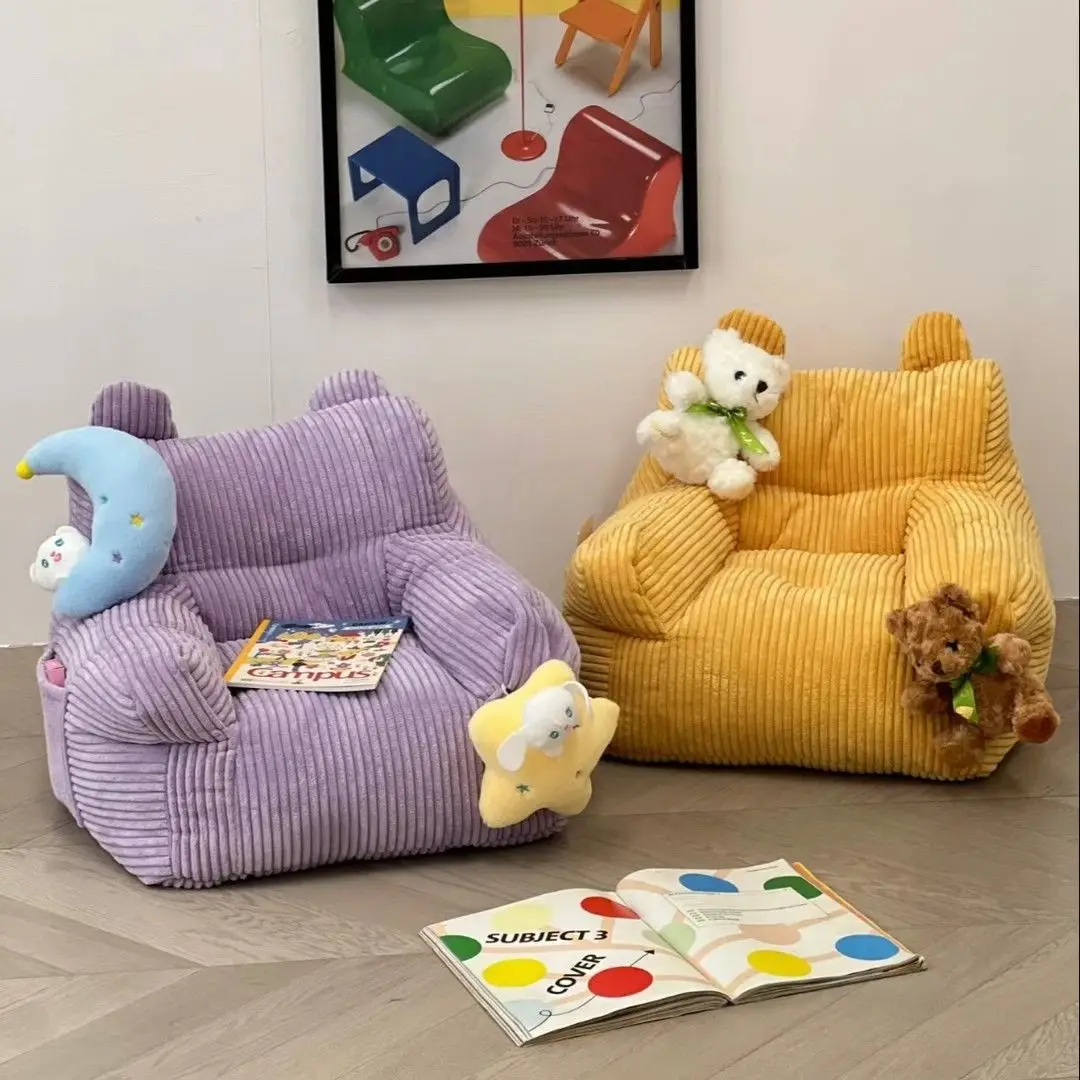 INS Children's Lazy Sofa Stool Mini Bean Bag Corduroy Cute Boys Girls Casual Seat Floor Reading Tatami Sofa Children Furniture