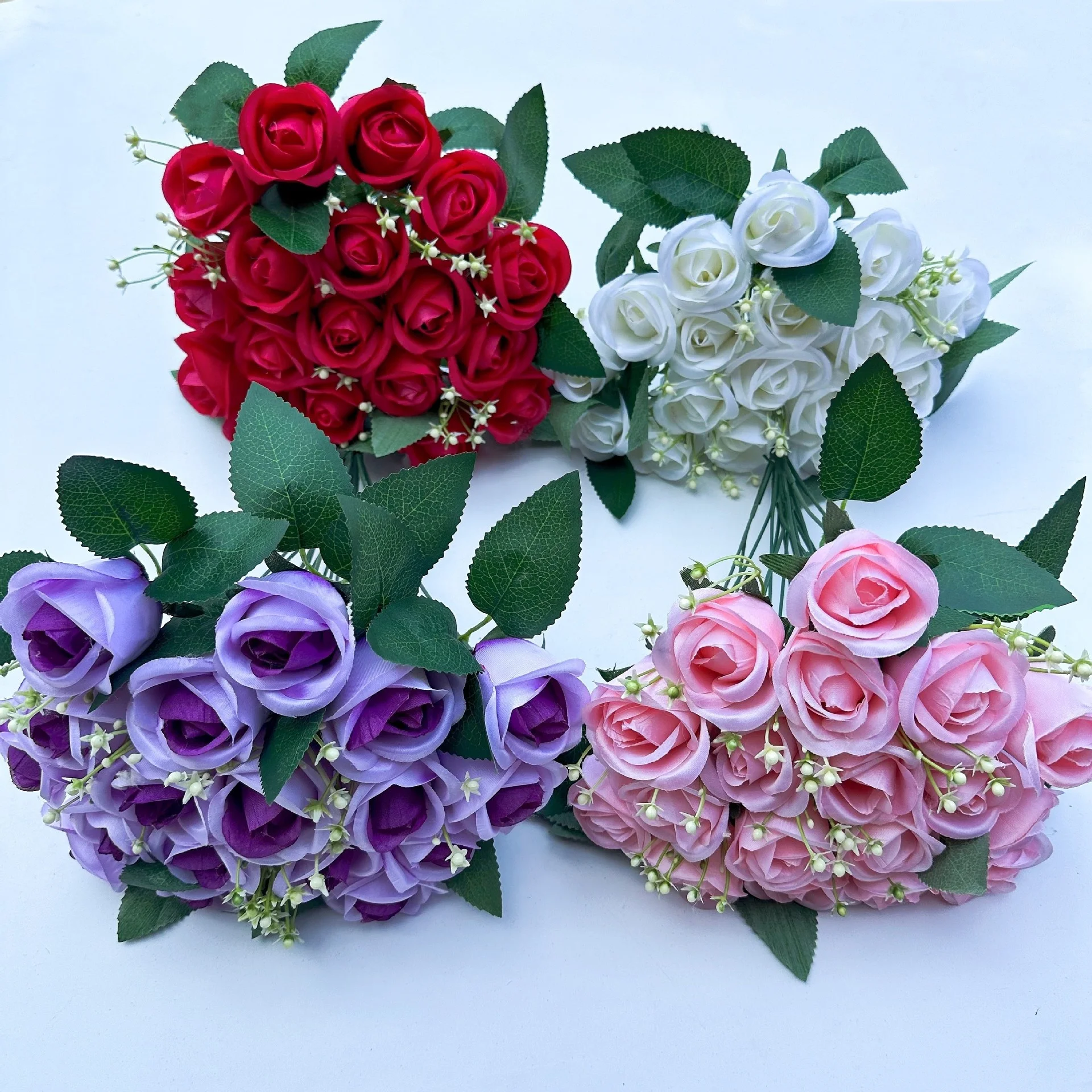 5pcs High Quality 18 Head Rose Bouquet, Office Family Party Decoration, Rose Artificial Bouquet