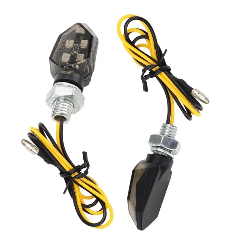 Mini lente de humo para motocicleta, luz de señal de giro, 5LED, 12V, luz indicadora ámbar, 2 cables para Kawasaki, Honda, Yamaha, Suzuki, 1 unidad