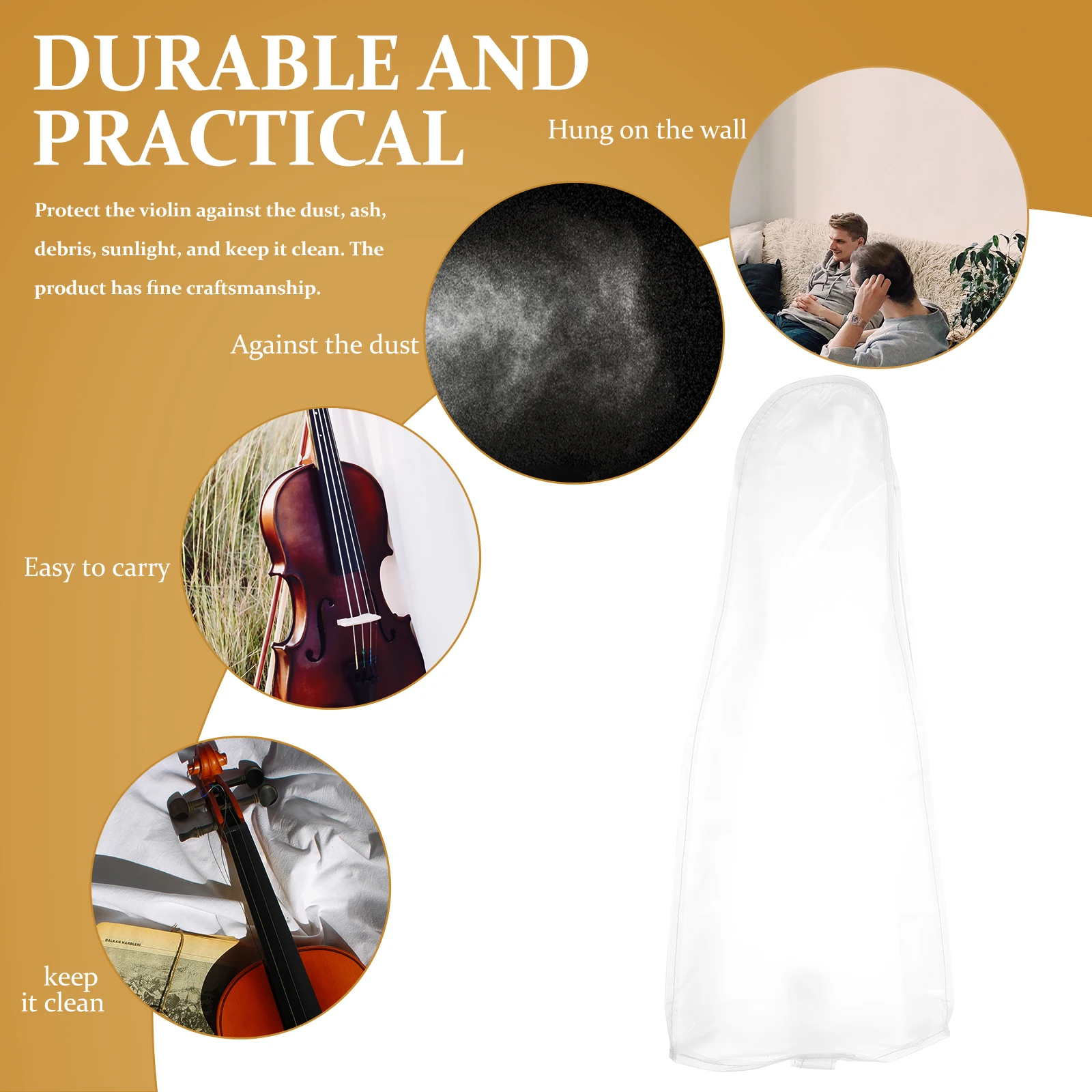 

Stringed Instrument Violin Dust Cover Full Frosted Pvc Dirt Resistant Decorative