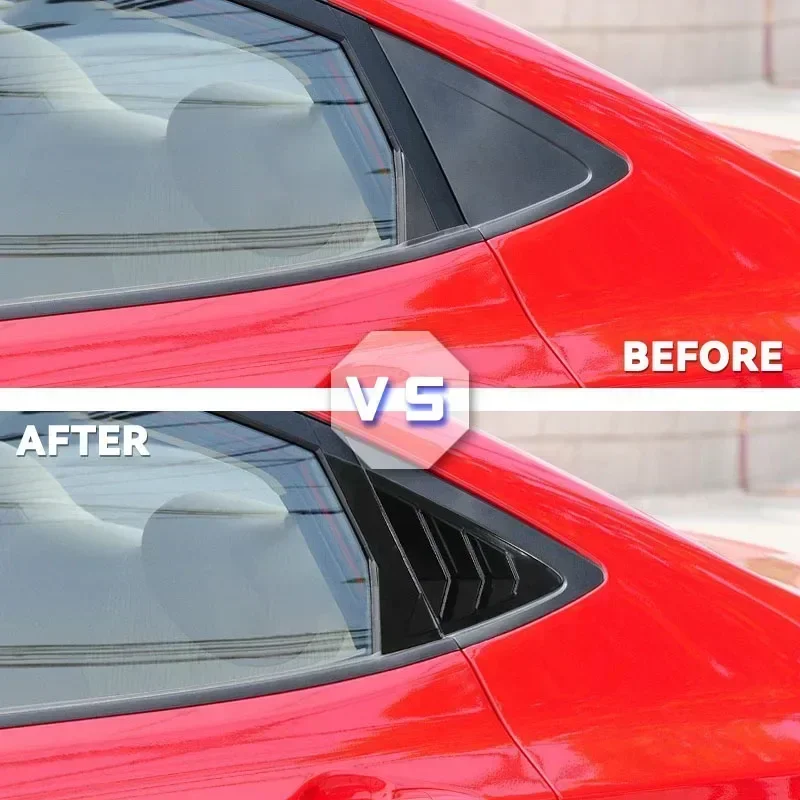 Left+Right For Hyundai Verna 2010--2016 Car Rear Louver Window Side Shutter Cover Trim Sticker ABS Carbon Fiber Accessories