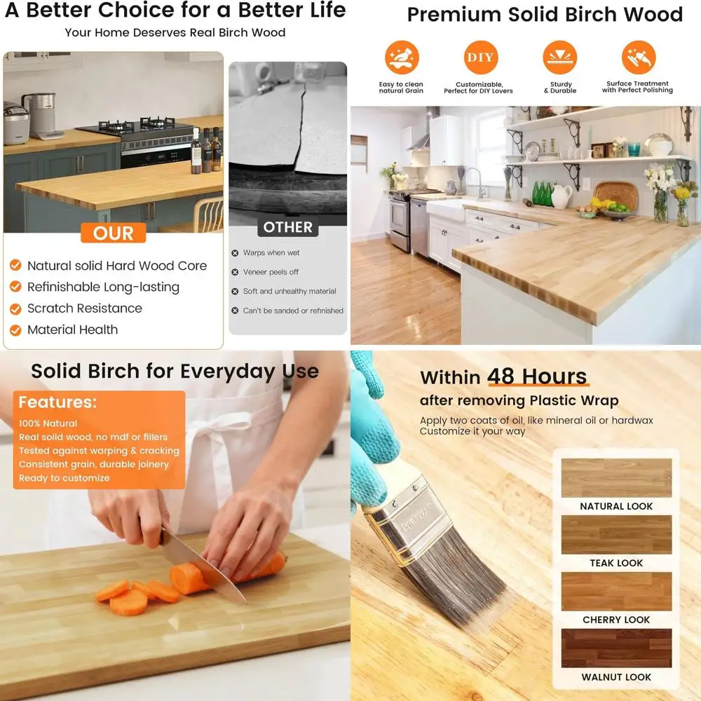 

Разделочная доска из березы 18x25 дюймов, столешница «сделай сам» толщиной 1,5 фута для кухонного острова или рабочего стола для пекарни