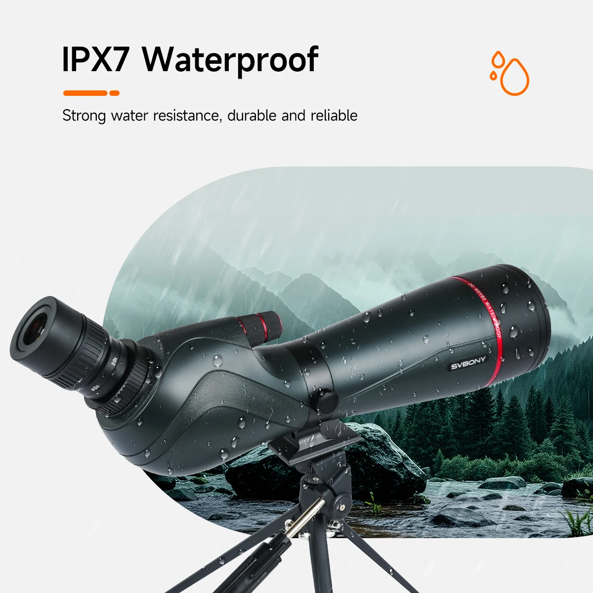 Svbony SV406/SV406P ED Spektiv 20‑60x80/25‑75x100/16‑48x65 Doppelfokus IPX7 Wasserdichtes Teleskop für Vogelbeobachtung und Bogenschießen – Detail 4