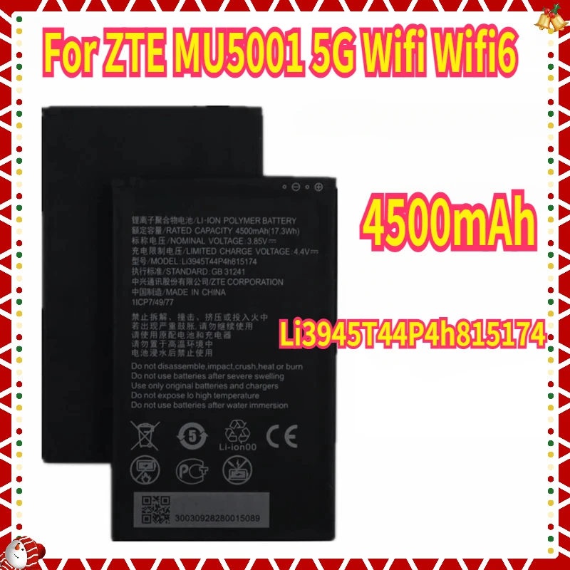 

4500mAh New Li3945T44P4h815174 Battery for ZTE MU5001 5G Wifi Wifi6 Portable Wireless Router Battery Bateria Fast Ship